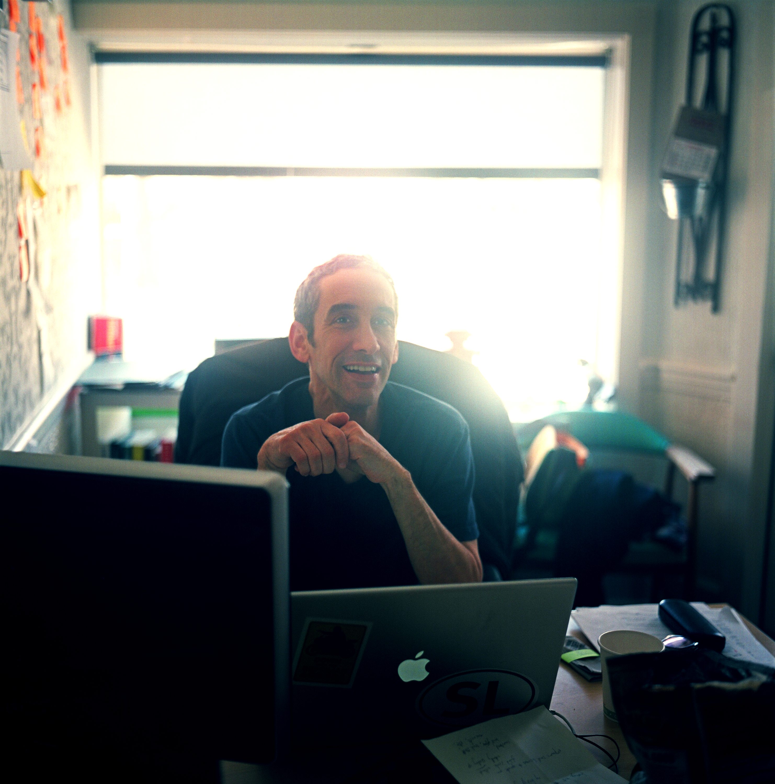 Douglas Rushkoff — at desk